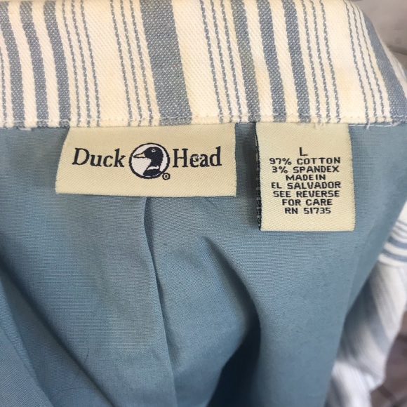 Blue White Striped Duck Head Cotton Spandex Blazer Jacket Large - Picture 5 of 8